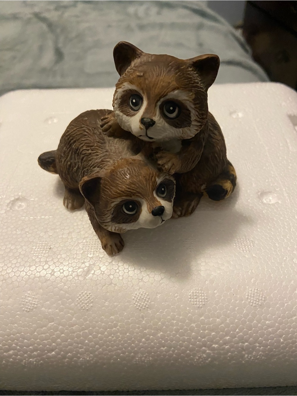 Homco Brown Raccoon Pair Figurine